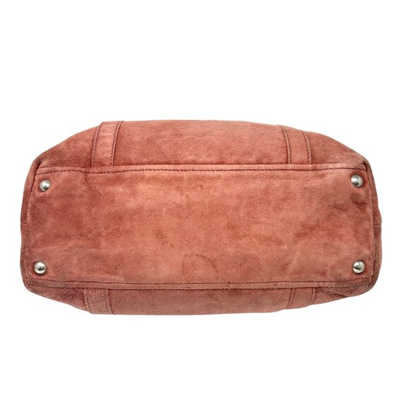 PRADA Vintage Logo Shoulder Bag Tote Red Brown Silver Handbag Suede Zip [105155] - Picture 11 of 13